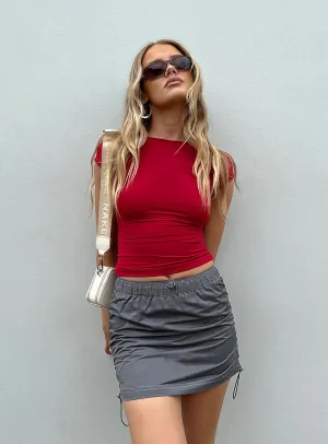 Textured Surface Gateway Parachute Mini Skirt Grey