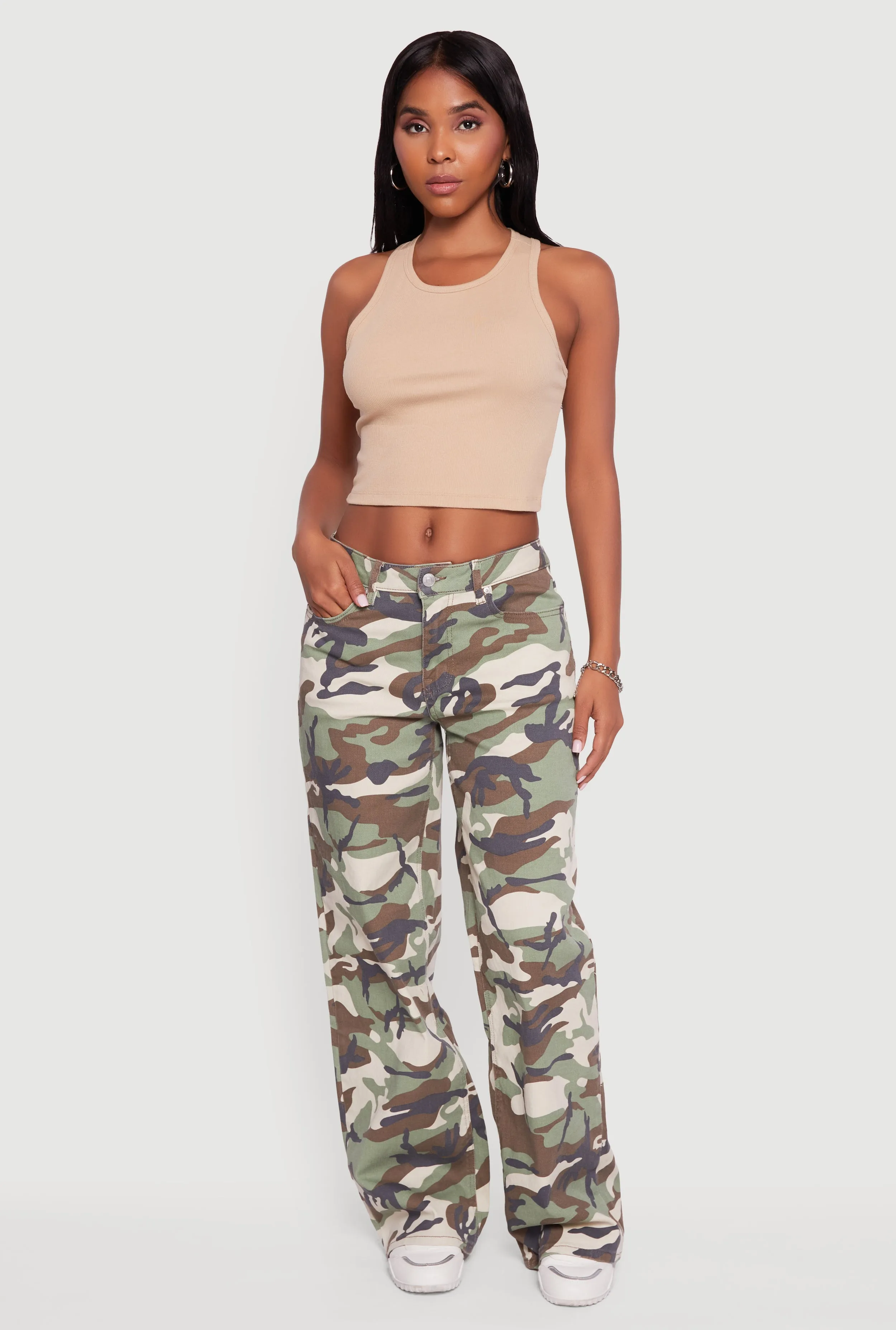 Camouflage Wide Leg Jeans Classic Casual Weekend Warrior Earthy