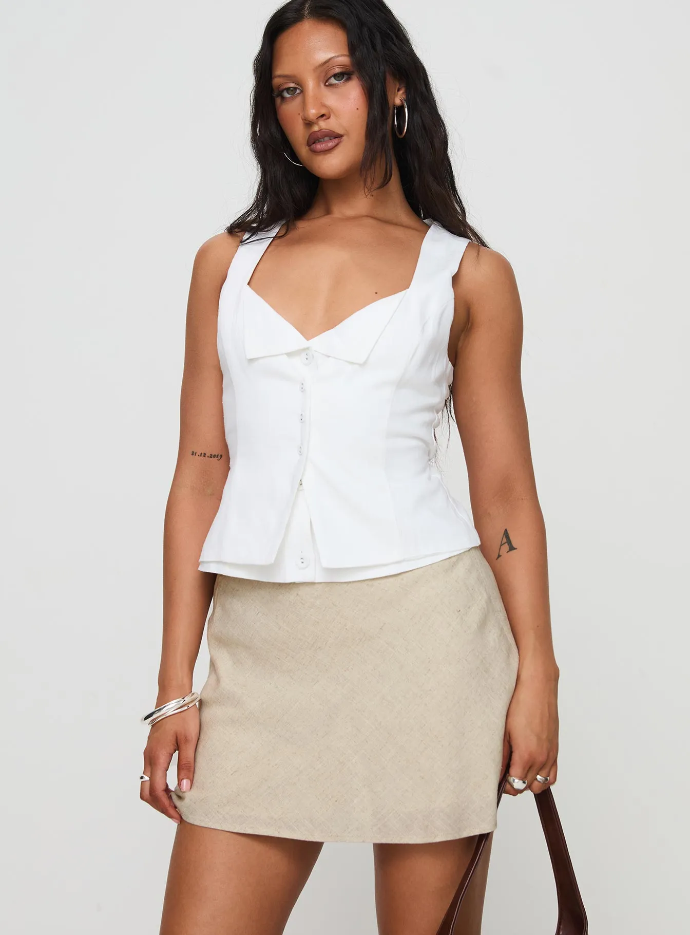 Silk Touch yoga session Dapple Bias Mini Skirt Beige