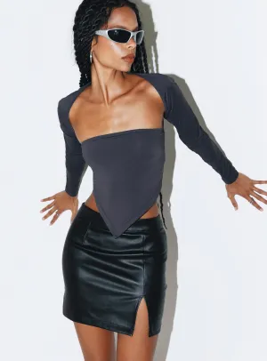 Effortless Wear Lolita Faux Leather Mini Skirt Black