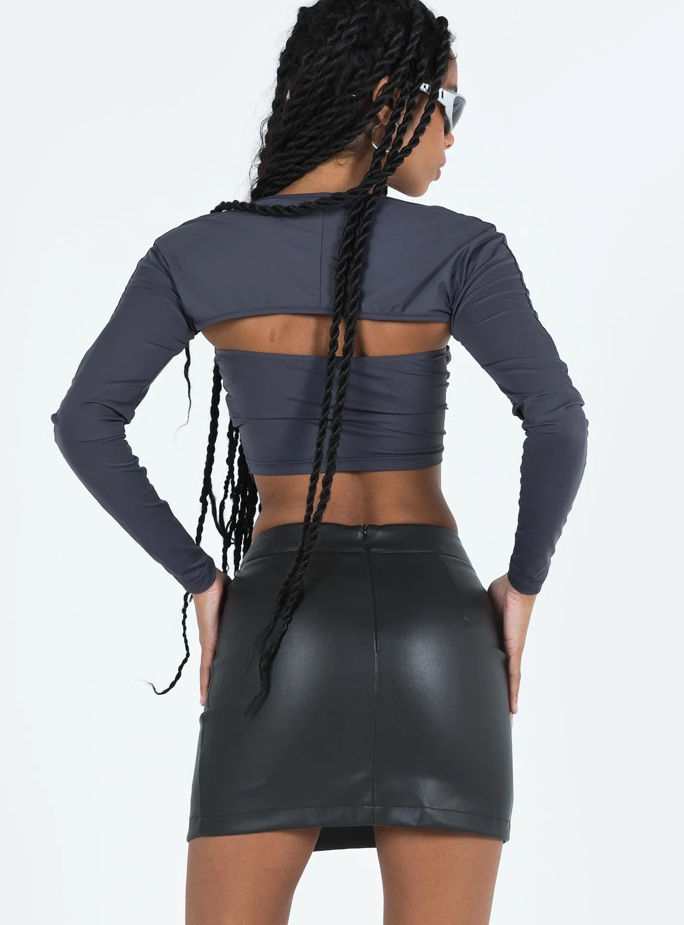 Handmade Quality Gentle Comfort Lolita Faux Leather Mini Skirt Black