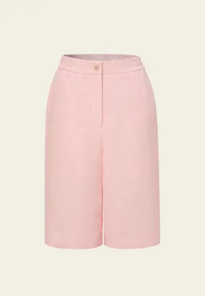 SmoothGripFastenings Tale Core Crystal-button Wide-leg Three-quarter Tweed Trousers Pink