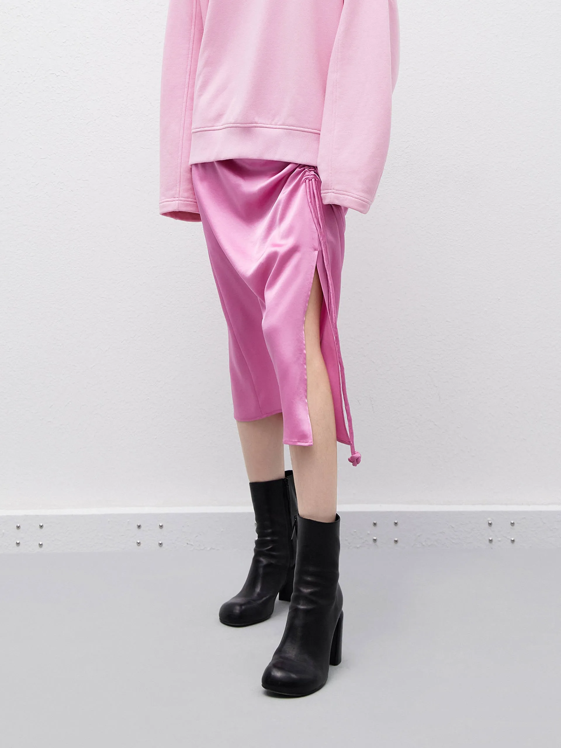 Draped Triacetate Blend Skirt Lightweight Fabric