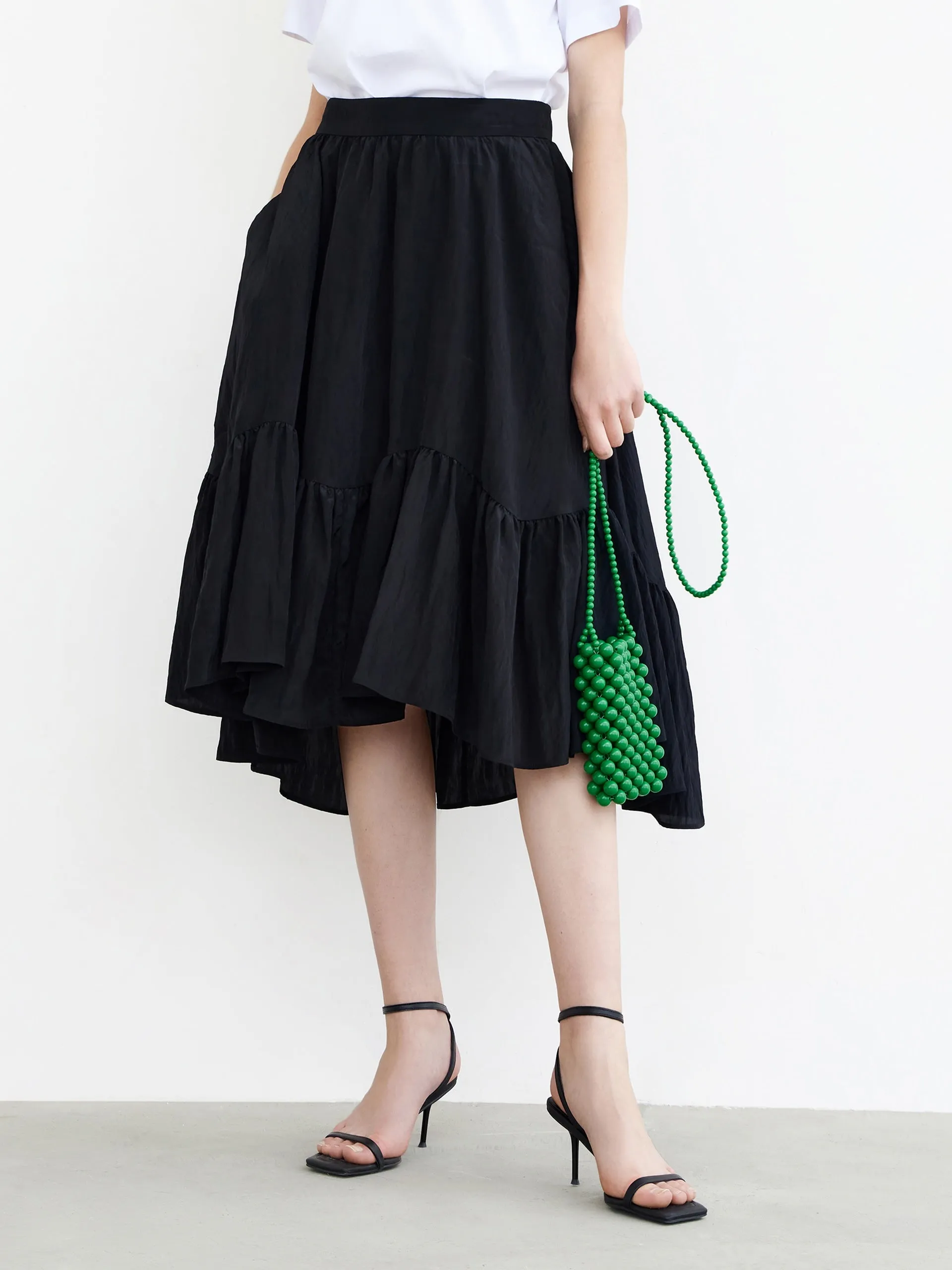 Asymmteric Ruched Skirt Designer Label Light Flow