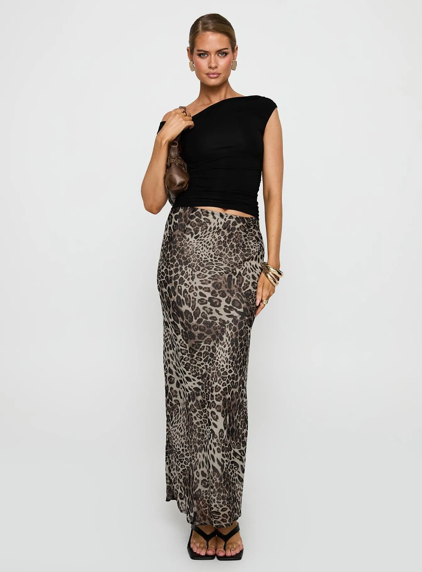 hypoallergenic material Clean Lines Manda Maxi Skirt Leopard