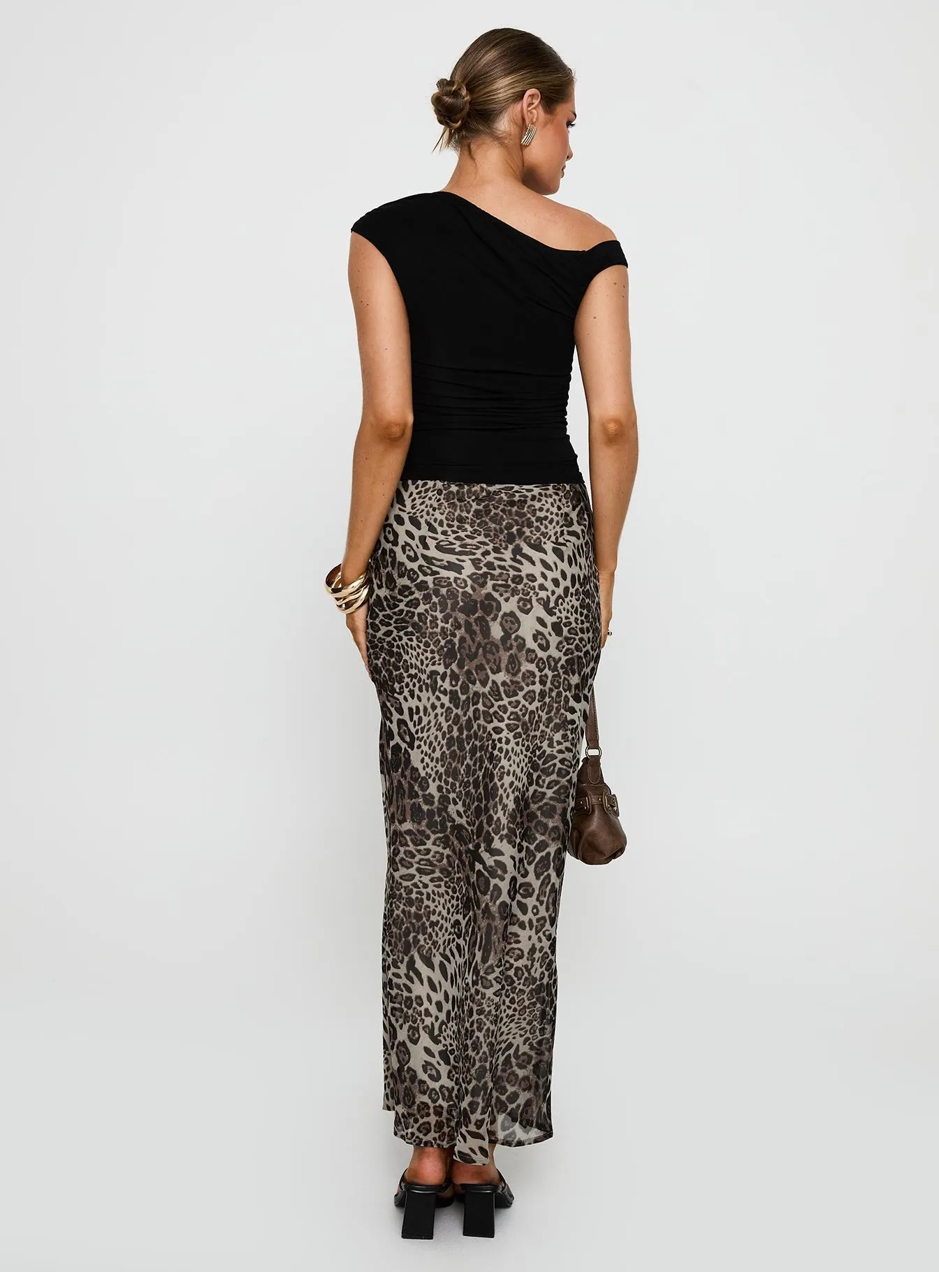 Manda Maxi Skirt Leopard Stretch Material Trend Ready