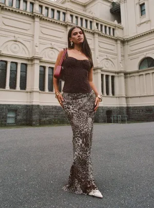 Manda Maxi Skirt Leopard Print Mix Trendy Style