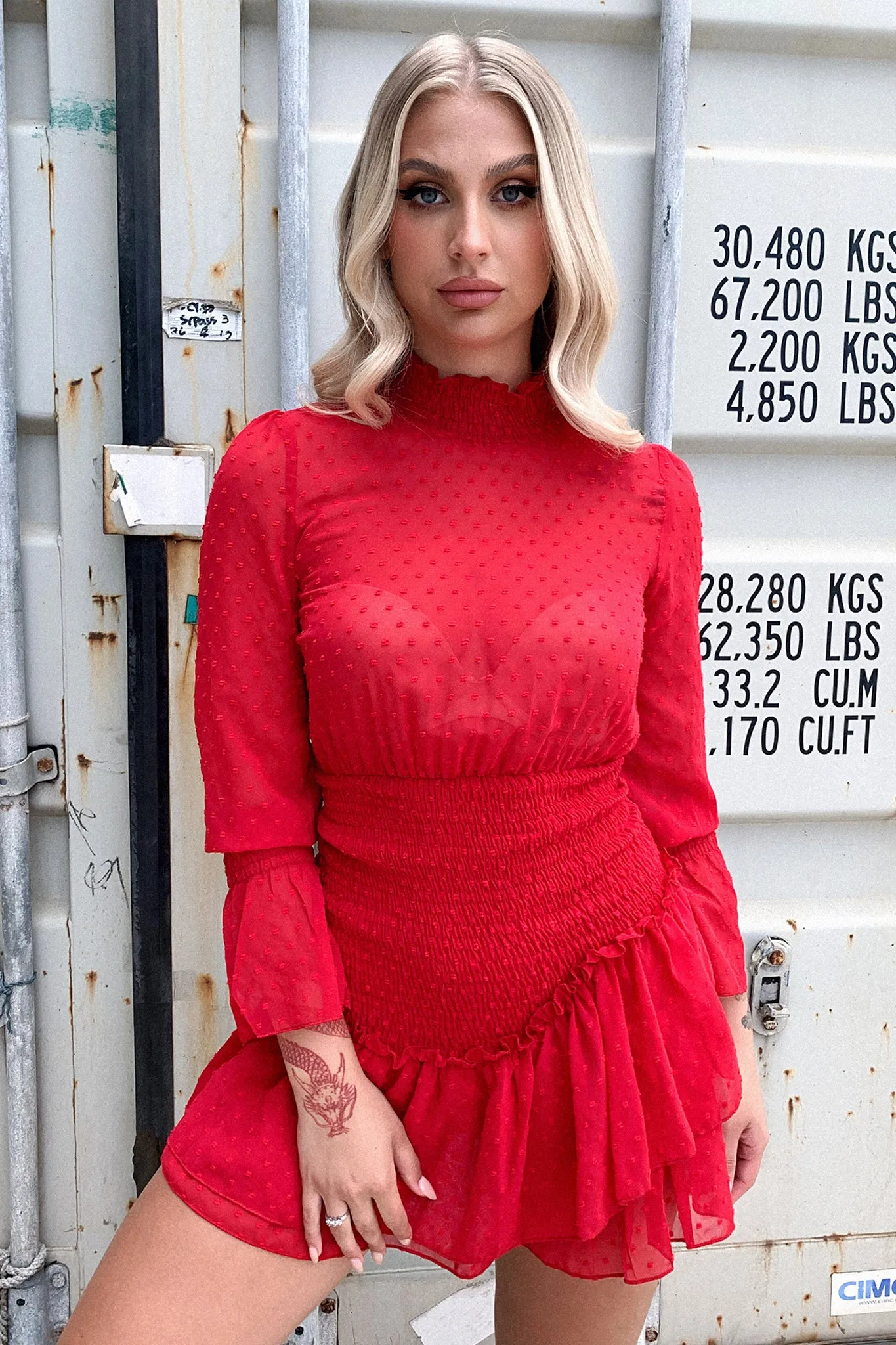 Chic Design Flash Edge Maia Dress - Deep Red