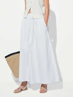 Hand Stitched Side Zipper Cotton Skirt