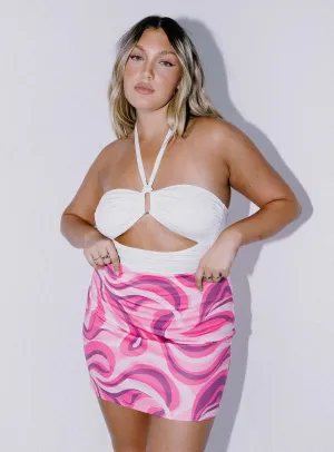 Inverted Pleats Split hem Tuscany Mini Skirt Pink