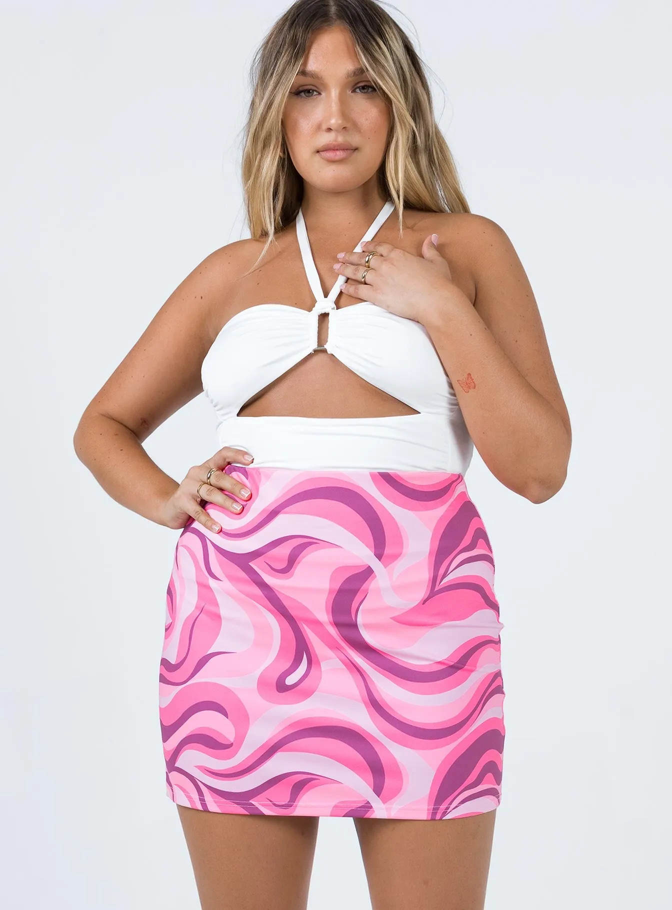 Tuscany Mini Skirt Pink Contrast Panel
