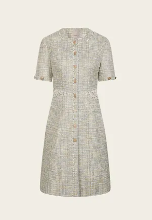 QuickAccessPockets New Day Mix Green A-line Tweed Dress