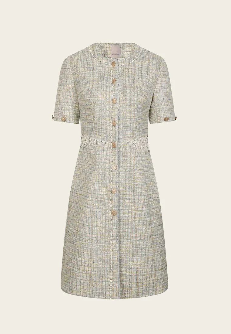 QuickAccessPockets New Day Mix Green A-line Tweed Dress