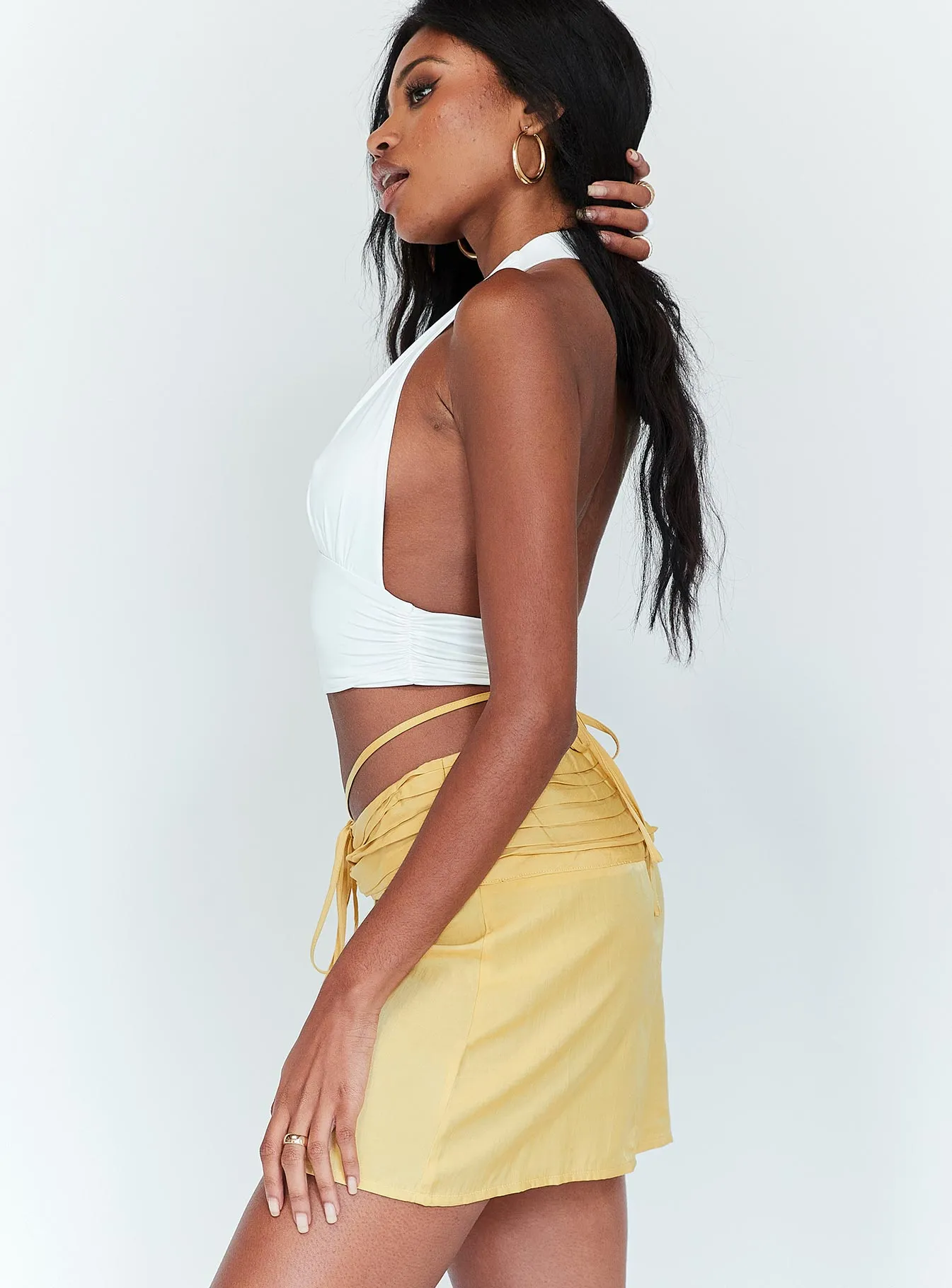 Simone 2000's Mini Skirt Yellow Luxury Finish Neat Fit