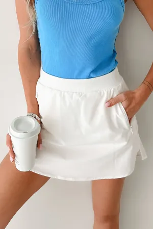 Roll Up Hem Surpassing Boundaries Fleece Lined Active Skirt (Ivory)