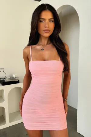 Zena Mesh Mini Dress - Blush Bright sun dress