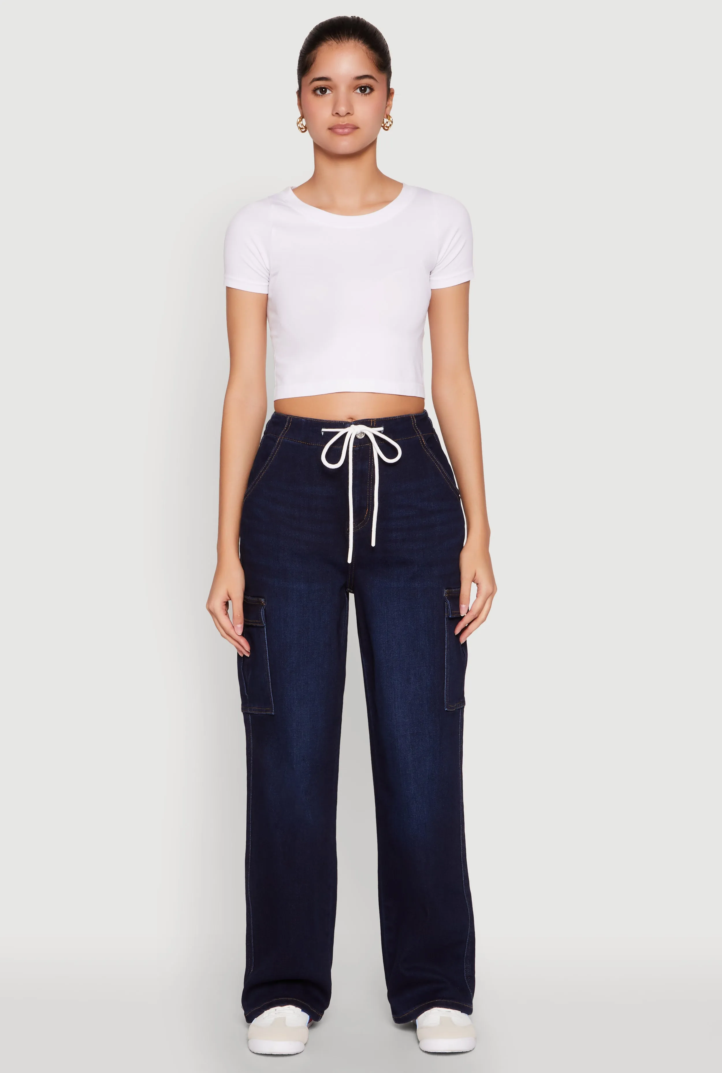 Waterless Wash Technology Weekend Warrior Luxury Athlete Fit WAX High Waisted Cargo Jeans
