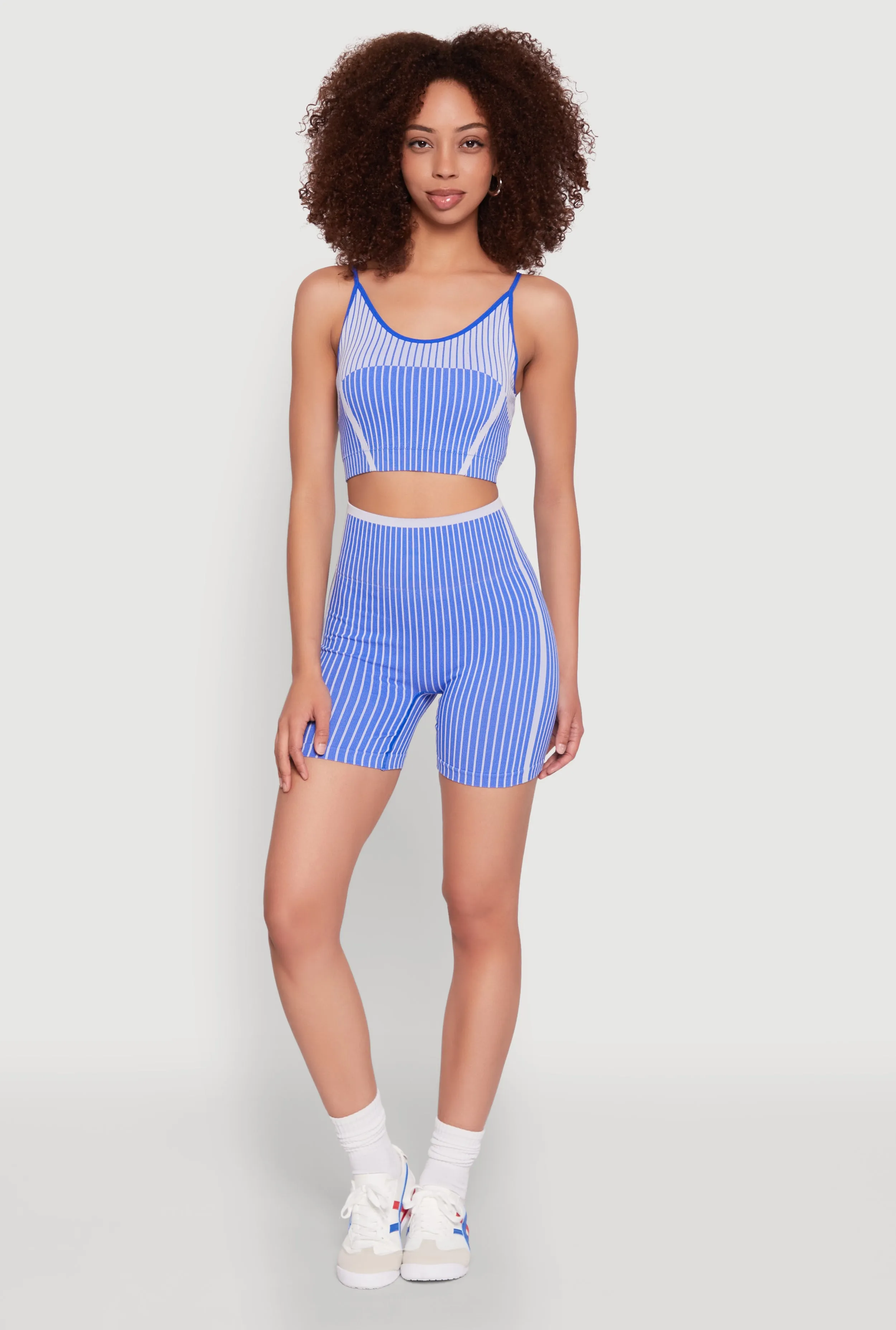 Quick Release Zipper Seamless Color Block Striped Cropped Cami