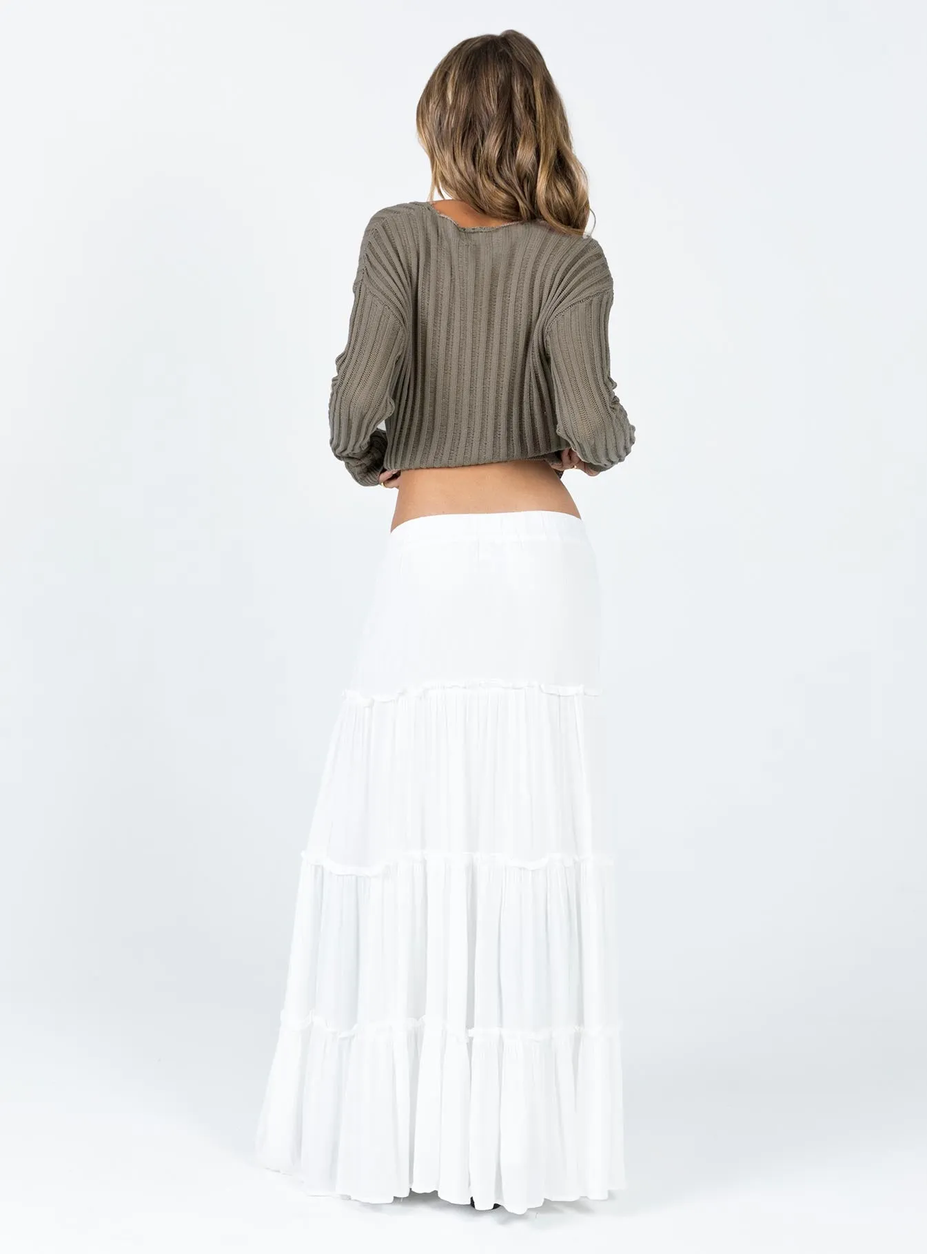 Miriah Maxi Skirt White Low Impact Tonal Layering All Season