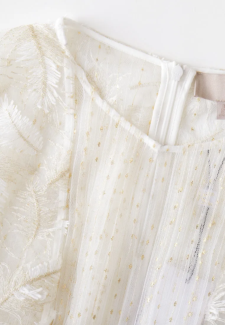 Jump Core Tech Mood Embroidery-feather Lurex Mesh Dress