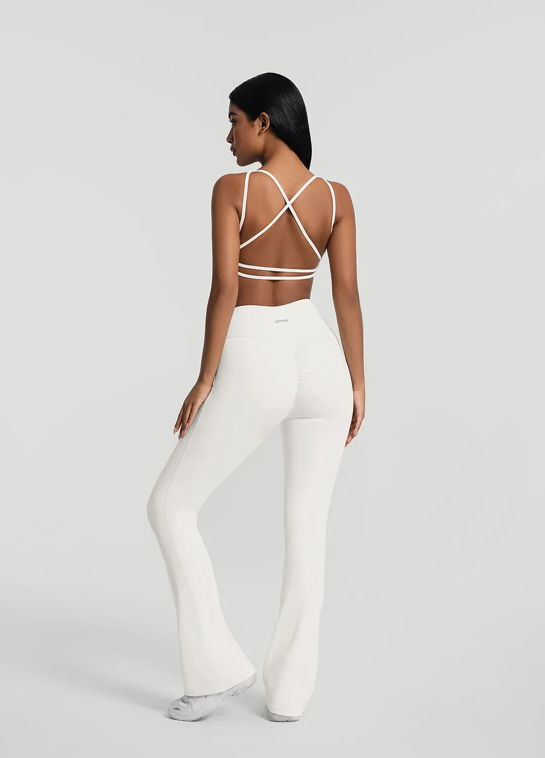 Ruched Flared Leggings Fitness Lover School Sports