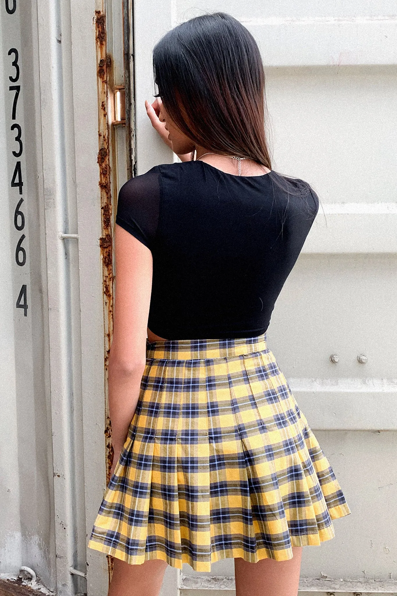 Kareena Skirt - Yellow Plaid Outfit Focused