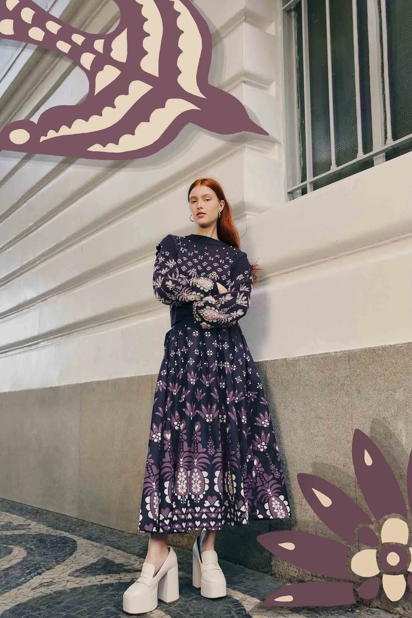 Dark Blue Ainika Martina Midi Skirt Everyday Essential