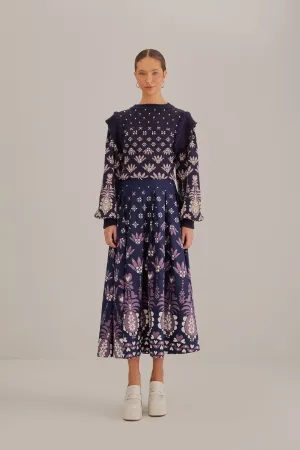 Dark Blue Ainika Martina Midi Skirt Clean Vibe