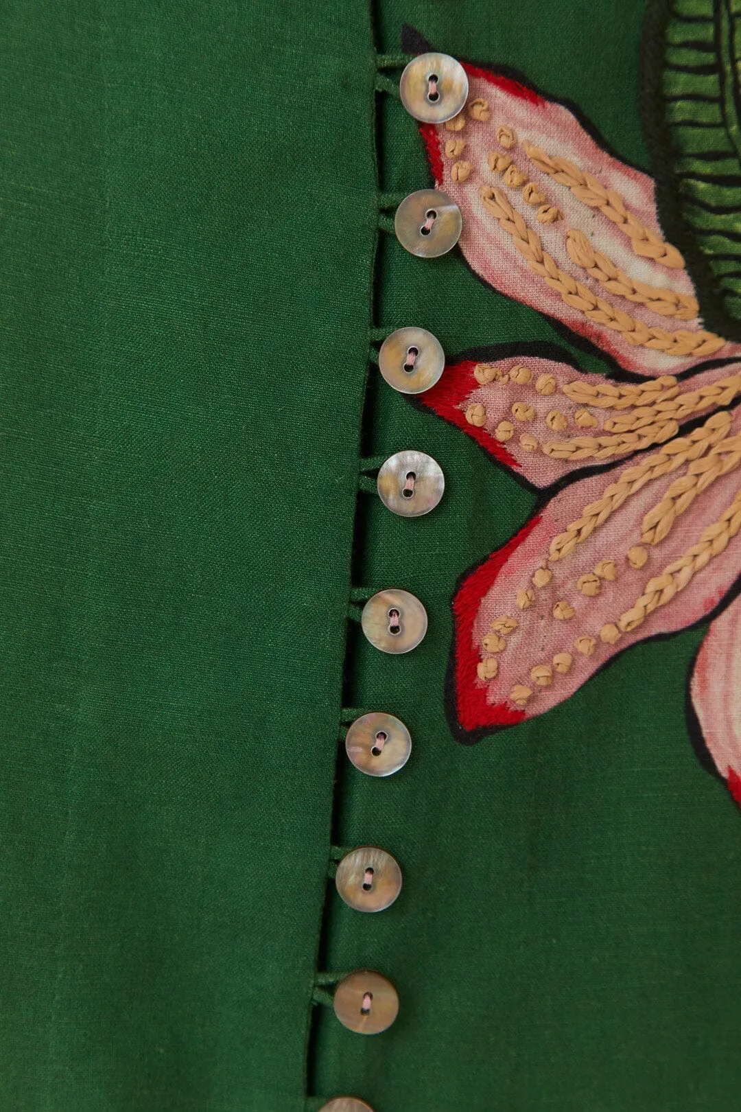 Refined Edge Green Pollen Midi Skirt