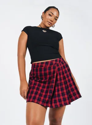 Crisp Look Kurtsi Mini Skirt Red