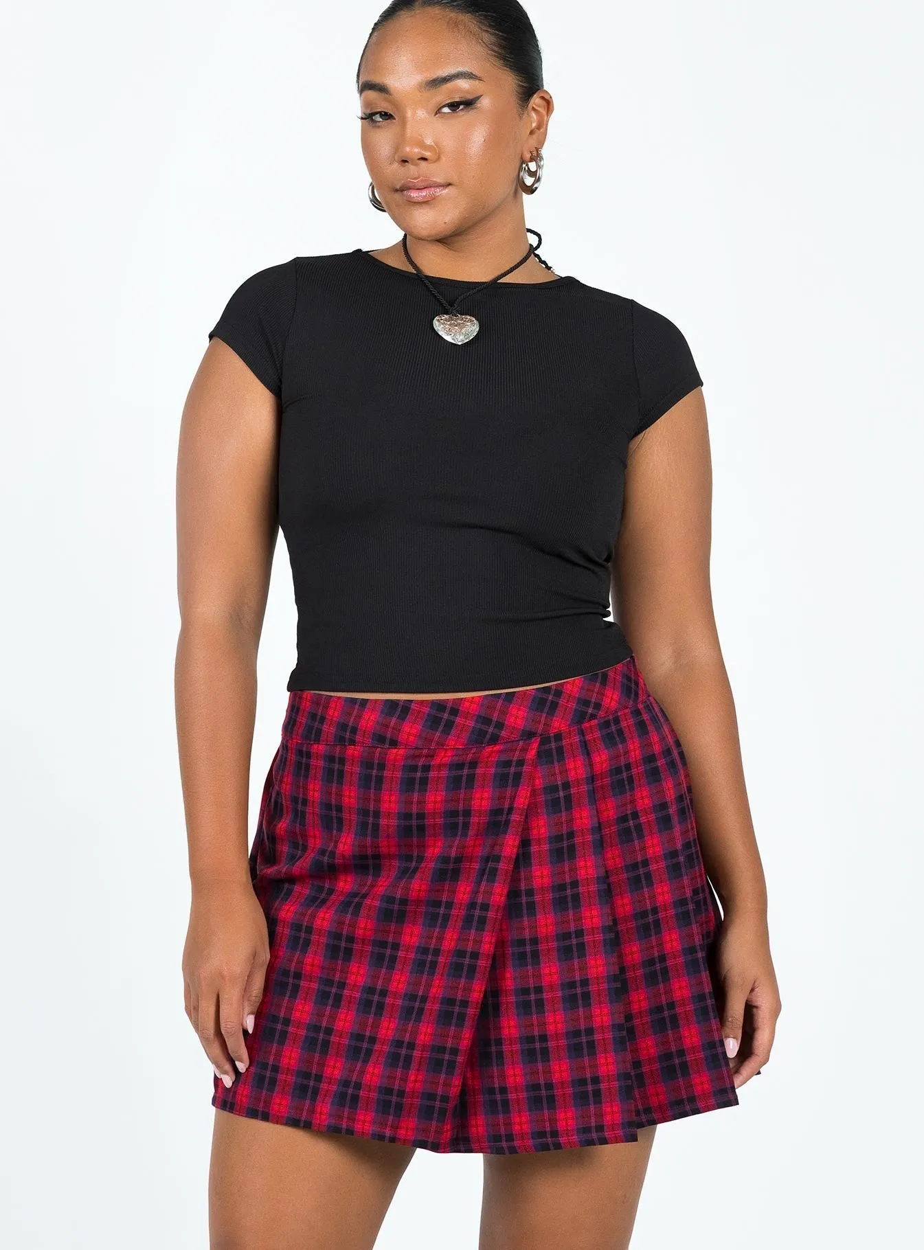 flowy silhouette Refined Style Kurtsi Mini Skirt Red