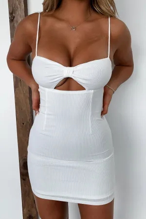 Stylish simple short dress Wrinkle Free Fabric Pindown Dress - White