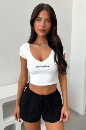 Halle Tee - White/Black Durable Color Retention