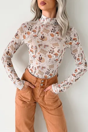 "Howdy Witch" NM Original Mesh Mock Neck Bodysuit (Howdy Witch) Smart Indoor