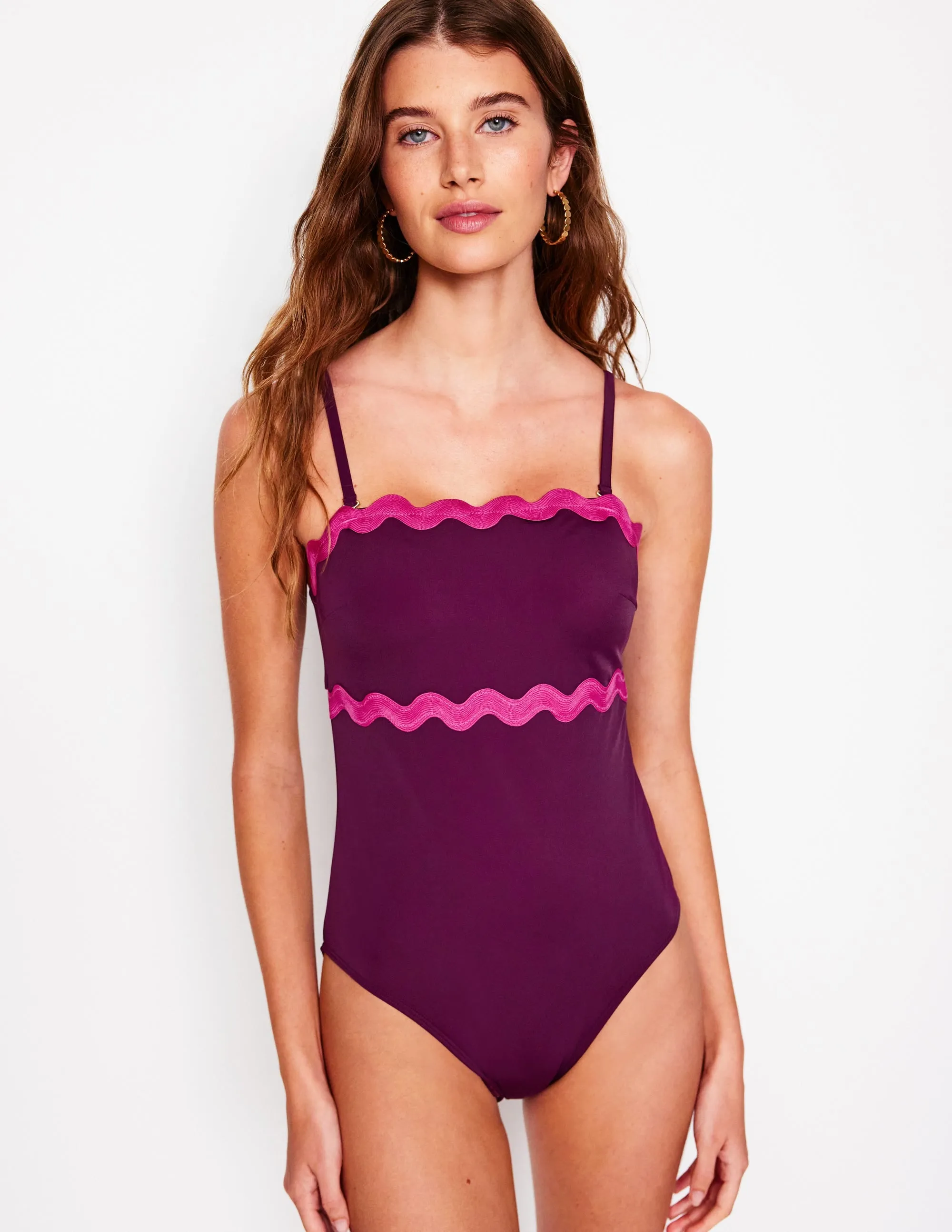 Heroine Glow WaterRepellent Finish Giant Rik Rak Swimsuit-Chocberry, Jewel