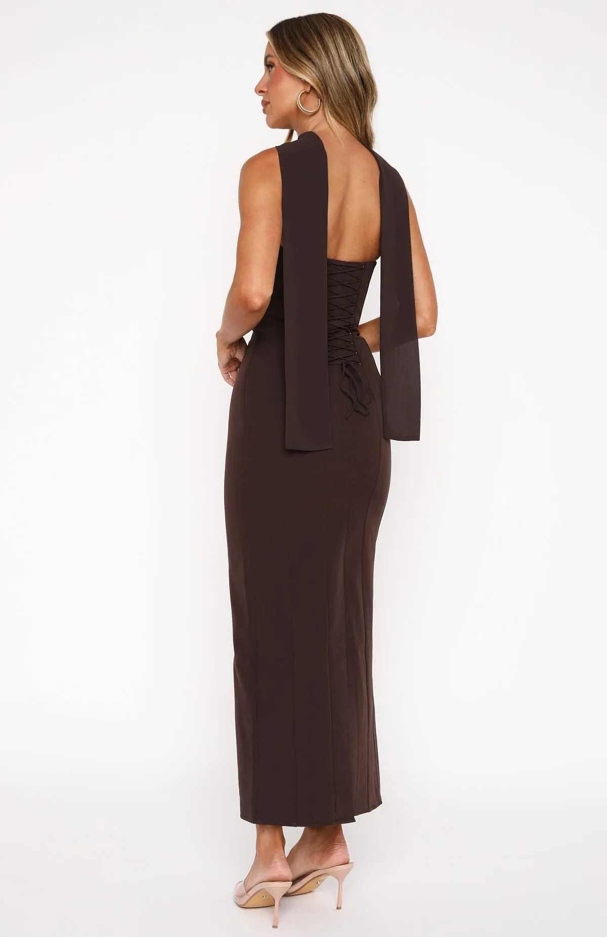 Tech Mood Raining Hearts Strapless Maxi Dress Chocolate