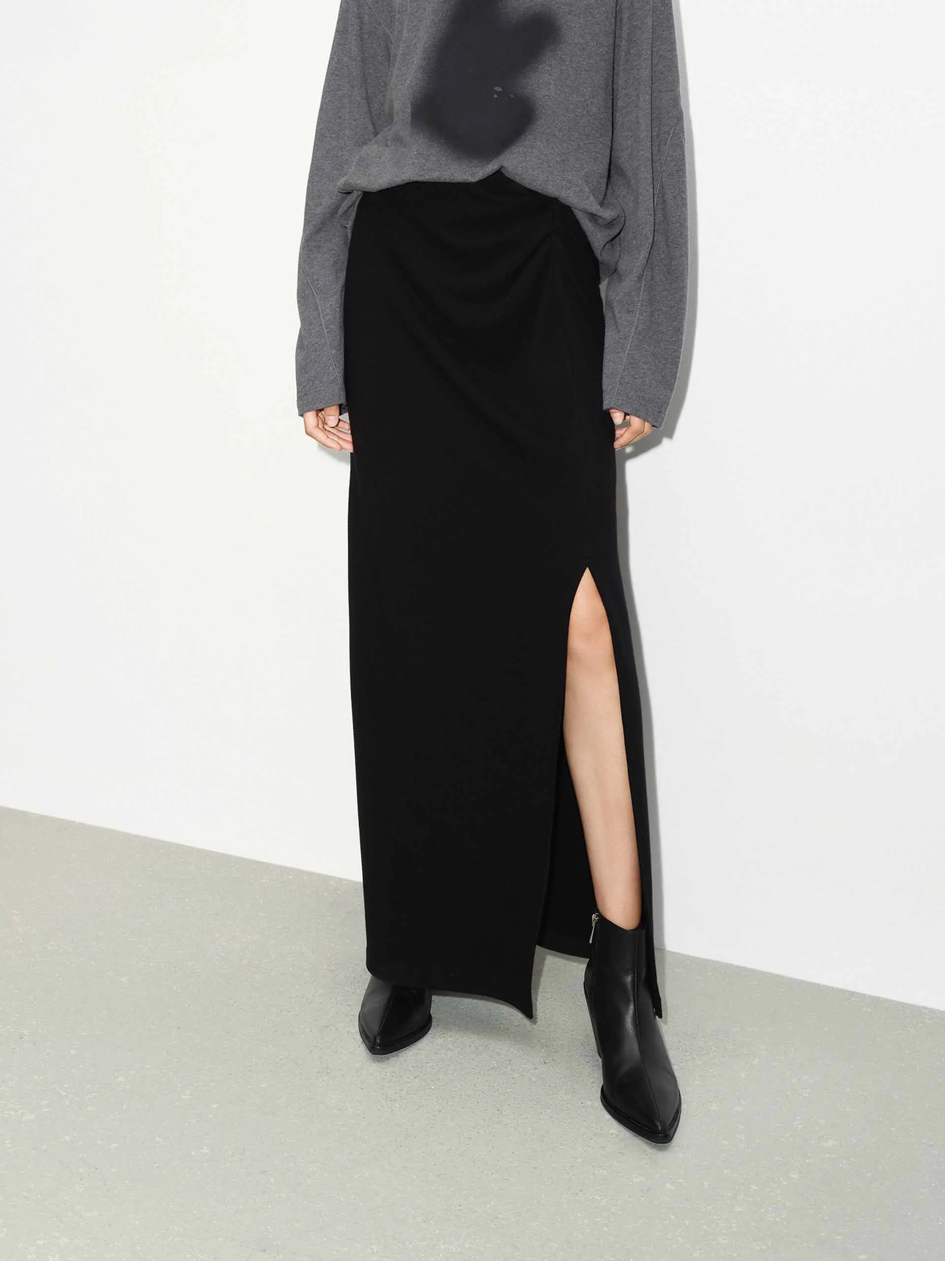 Maxi Side Slit Skirt Subtle Shimmer