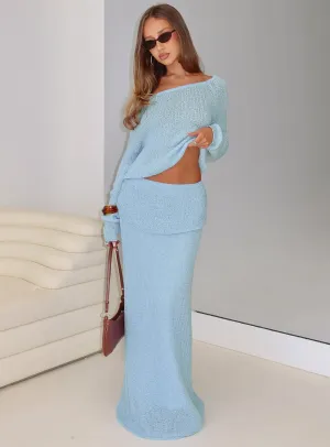 Sleek Outfit Outfit Vibes Tessira Boucle Maxi Skirt Blue