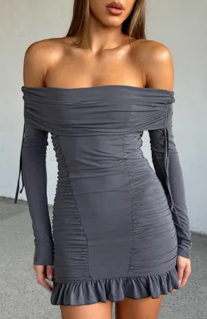 Diva Code Mini Dress Charcoal Sequin Glow