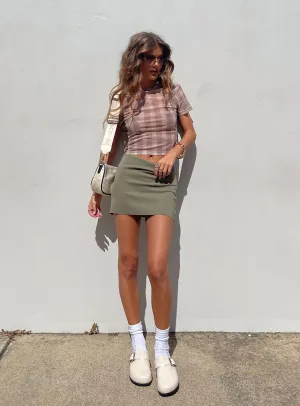 Karley Low Waist Mini Skirt Green light texture