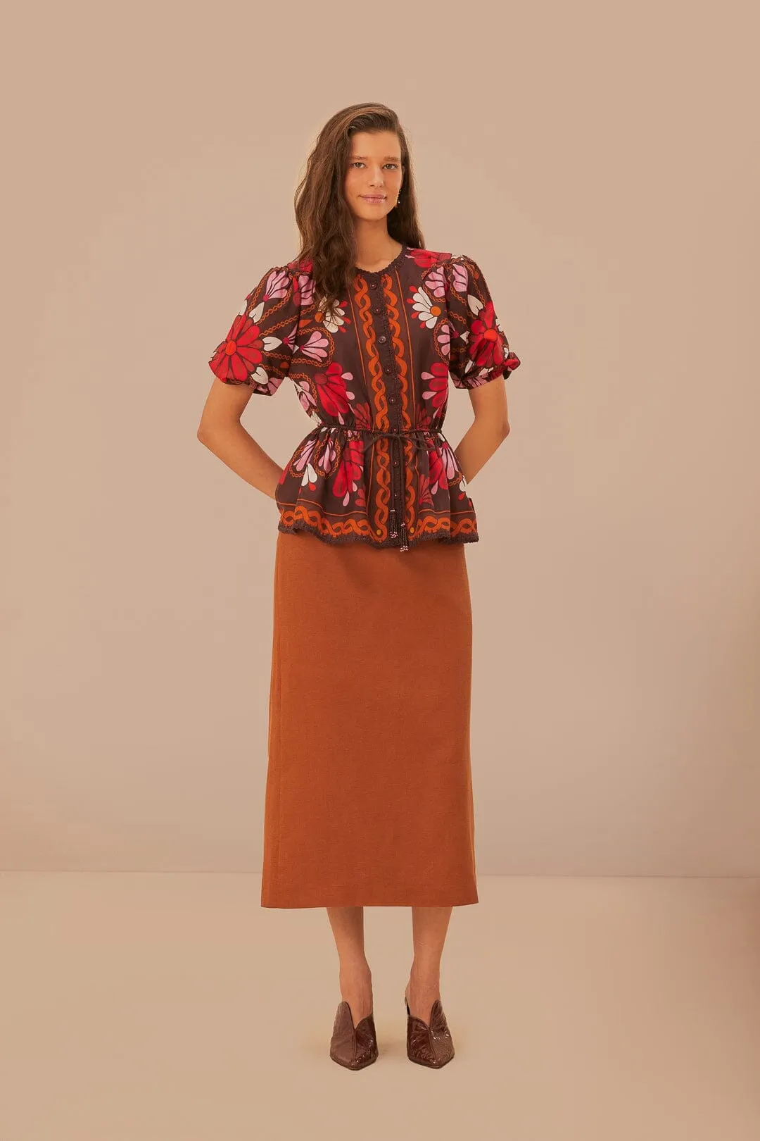 Hypoallergenic fabric Caramel Midi Skirt