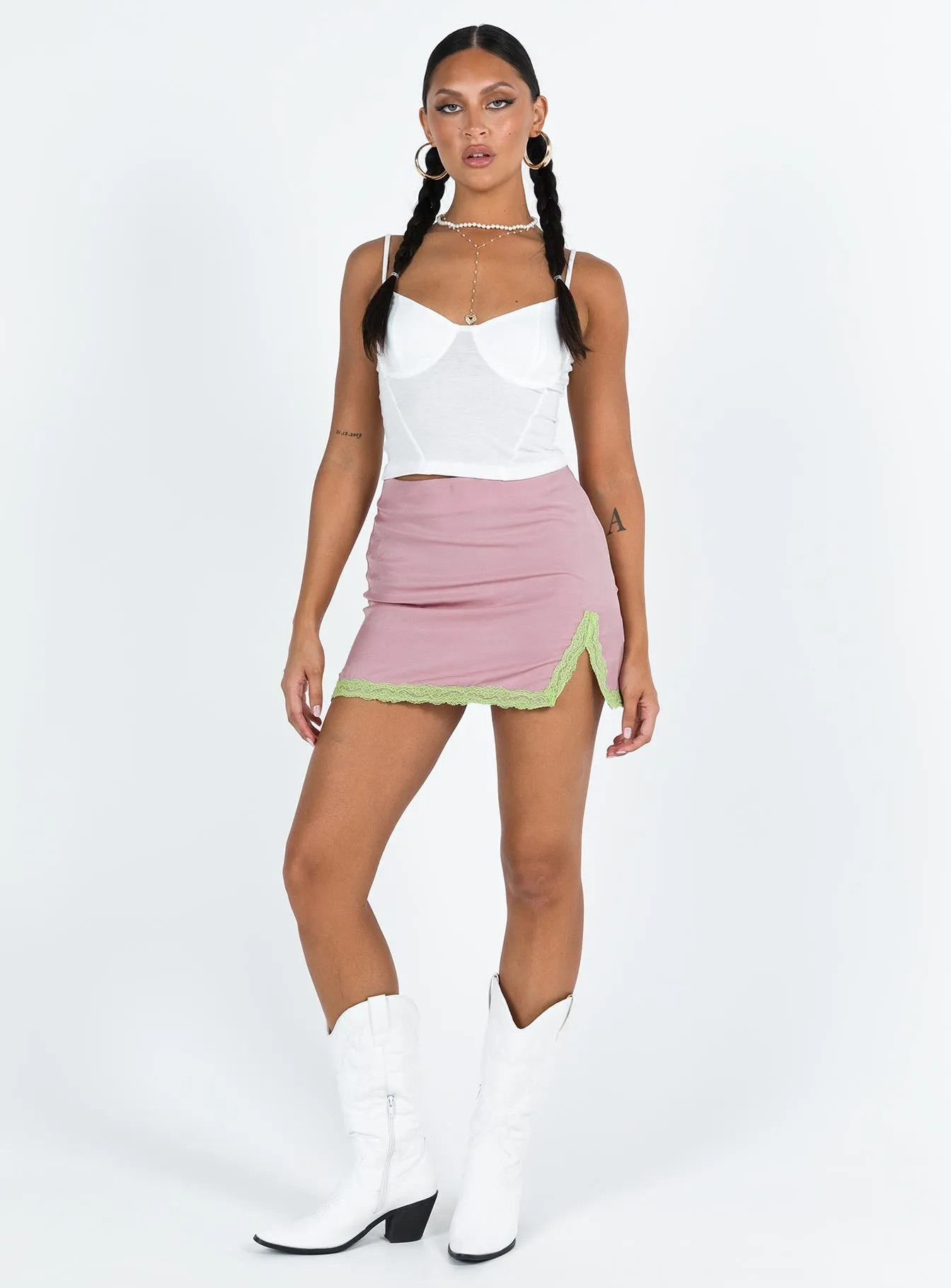 Peridot Mini Skirt Pink Print Mix Local Artisan