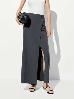 High Street Chic Foldable Design Front Slit Maxi Skirt