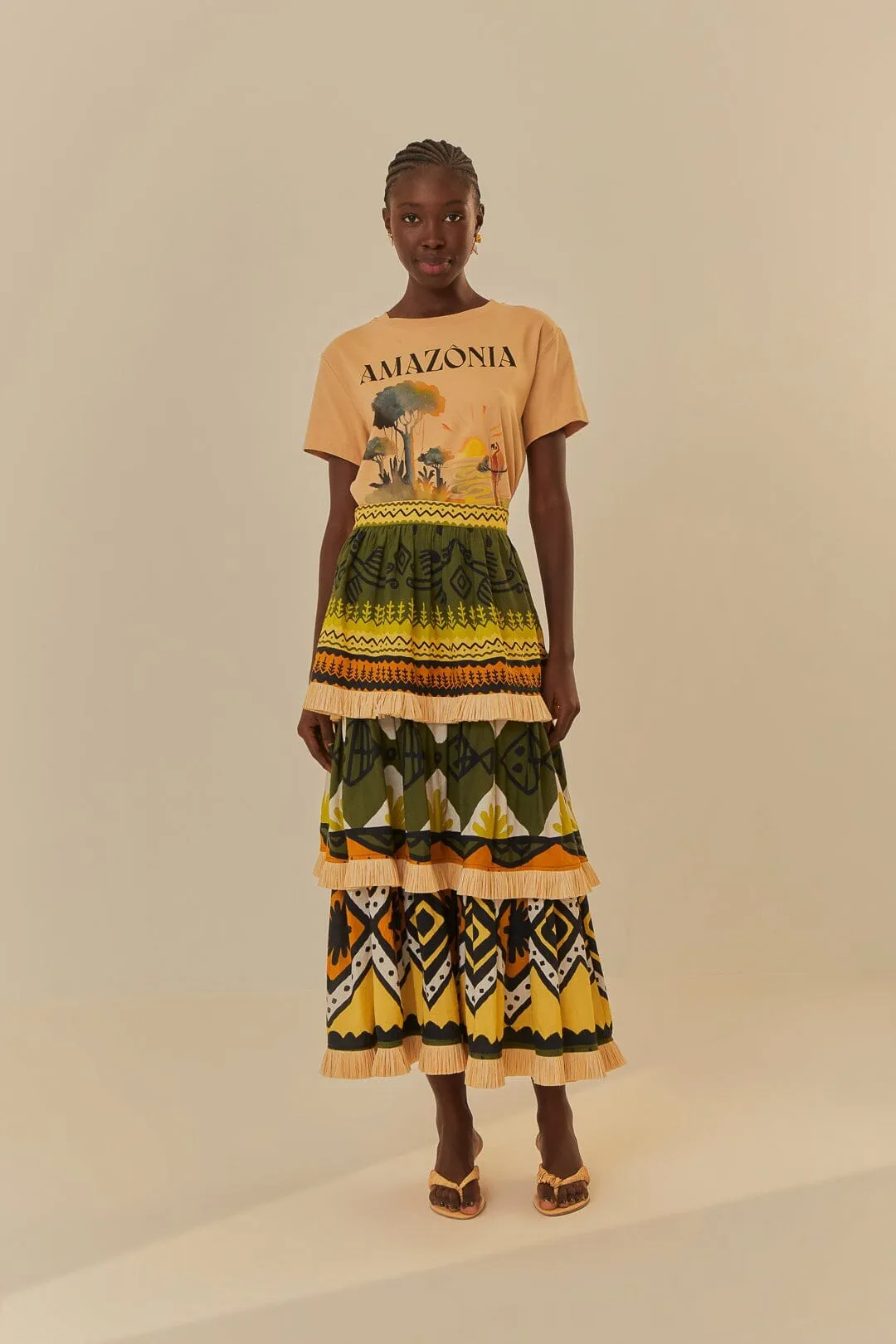Non Irritating Seams Green Creation Midi Skirt