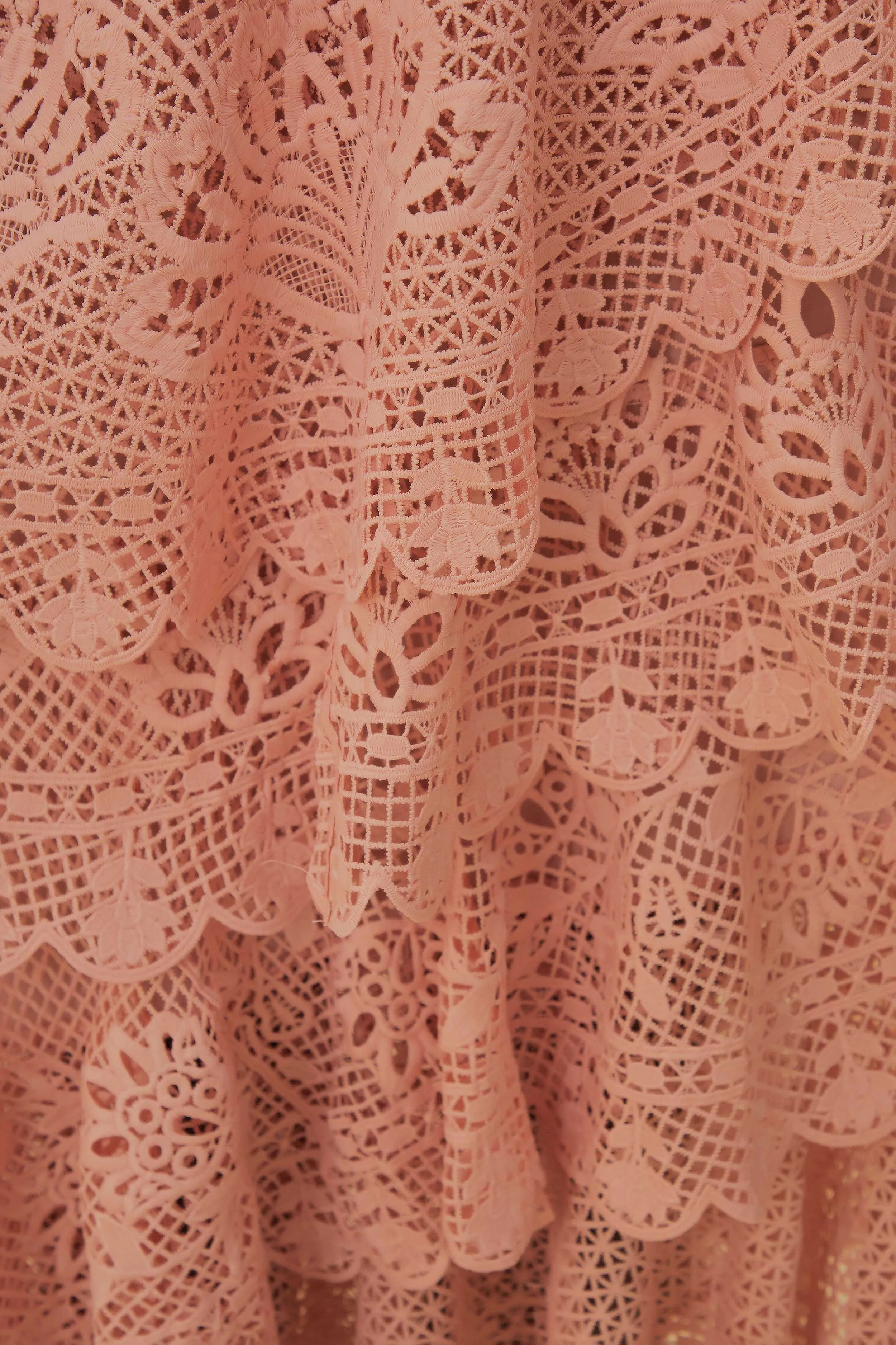 Outfit Focused Light Pink Guipure Layered Maxi Skirt