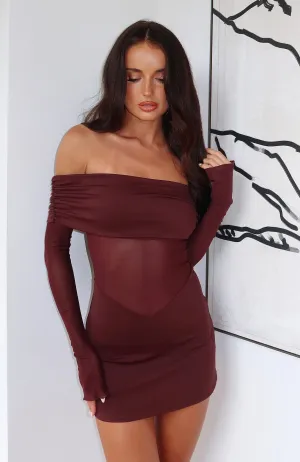 Own Your Story Long Sleeve Mini Dress Burgundy Spirit Core