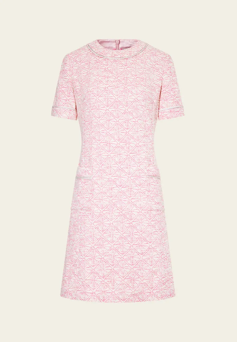 SlipResistantWaistband Digitized Pink Tweed Dress