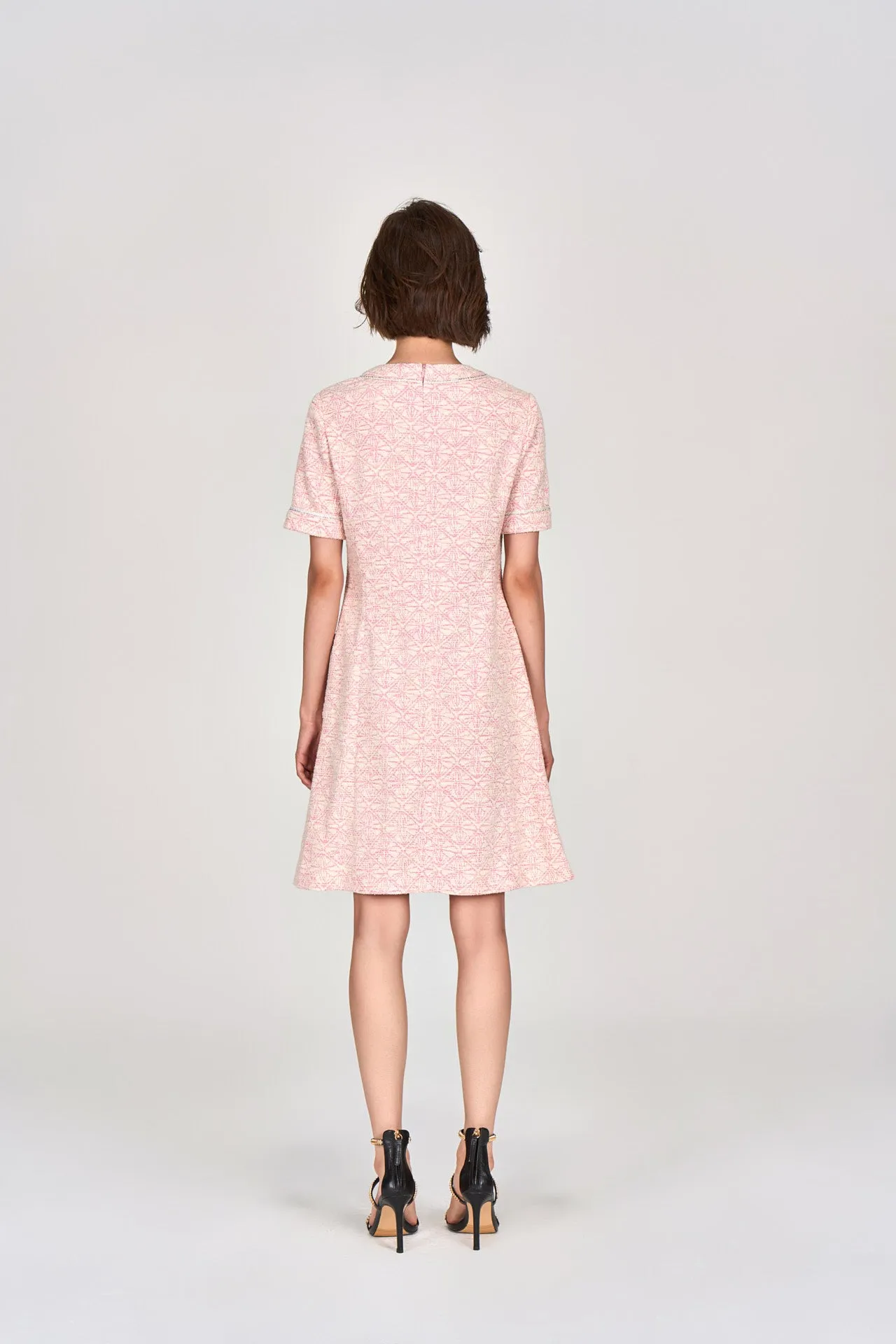 Elastic cuffs Digitized Pink Tweed Dress