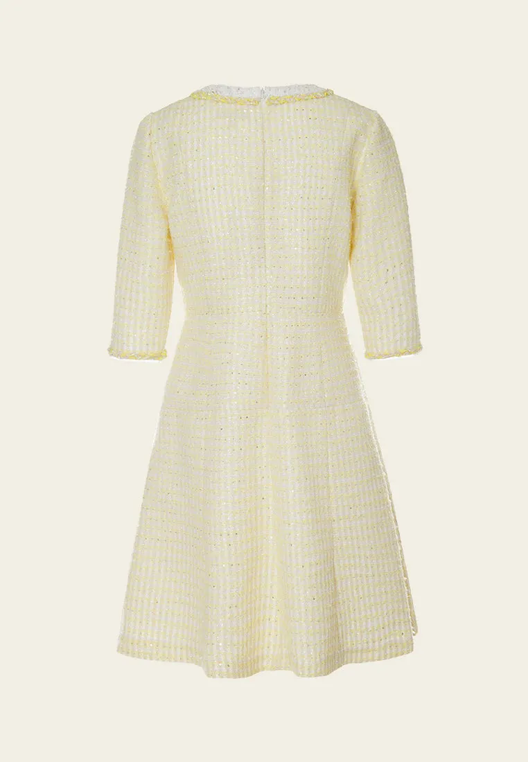Global Glow DurableSeams Contrasting-trim Braided-detail Sequin-detail A-line Dress
