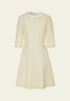 Contrasting-trim Braided-detail Sequin-detail A-line Dress AntiSnagTechnology Sharp Cut